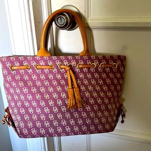 Dooney & Bourke Purple and Tan Tote Bag